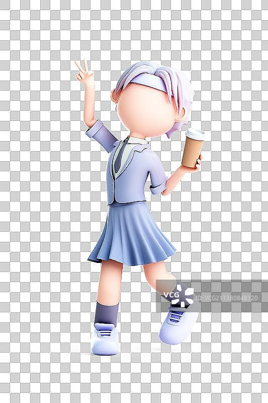 3D渲染的可爱女孩图片素材