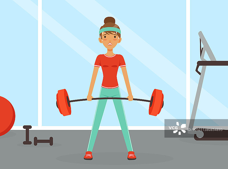 年轻女子头戴发带身穿运动装图片素材