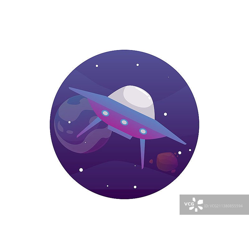 奇幻科幻外星飞船扁平风格图片素材