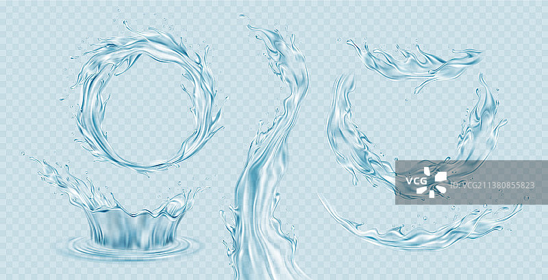 逼真透明的水花溅起素材图片素材
