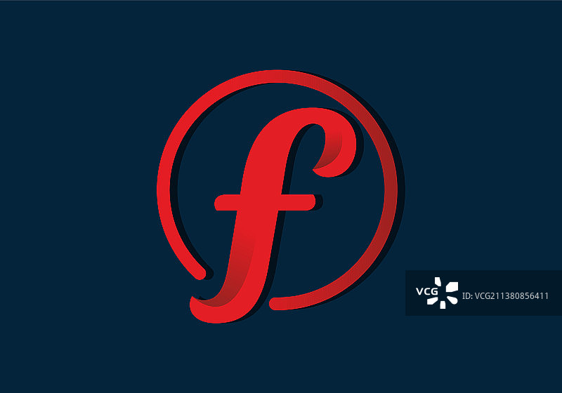 红色圆形F字母标志图片素材