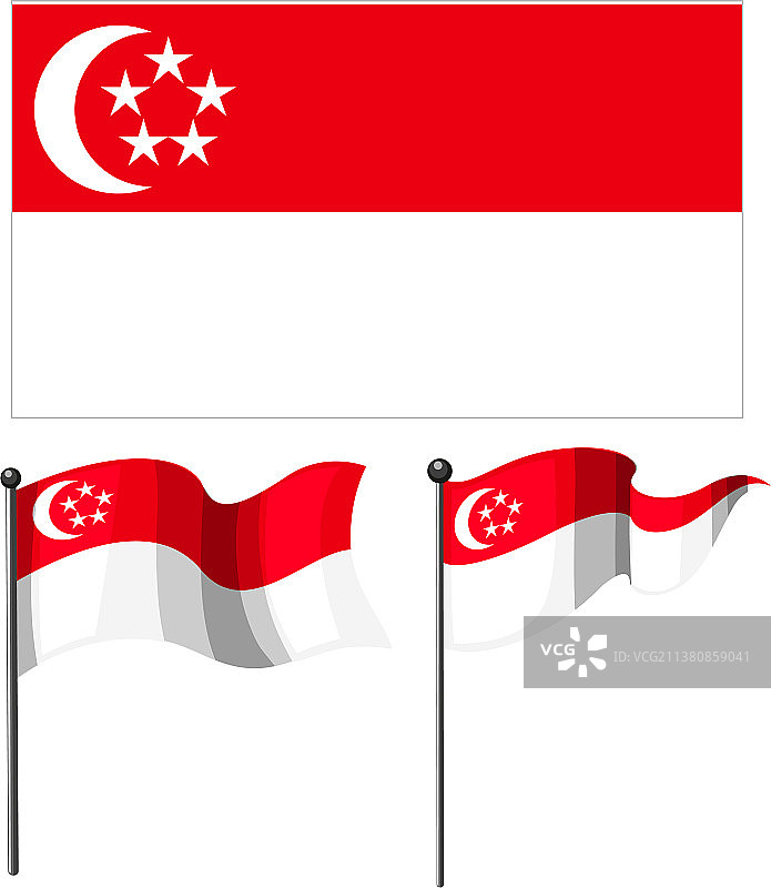 不同形状的新加坡旗帜图片素材