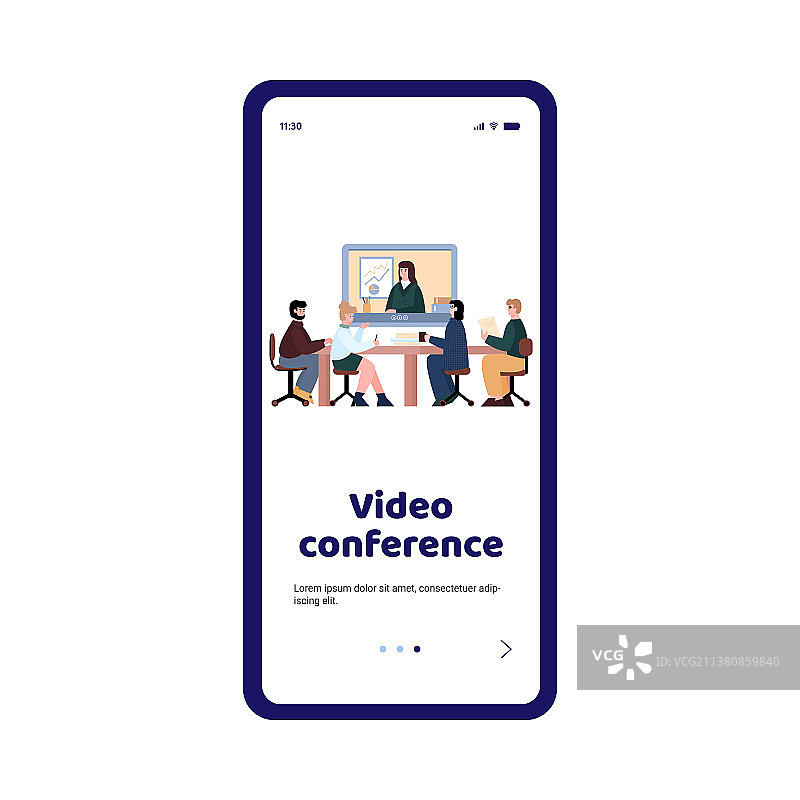 在线视频会议引导页面卡通图片素材
