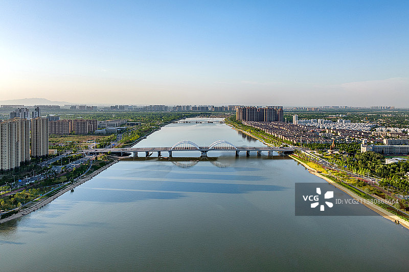 陕西西安灞河奥体中心航拍图片素材