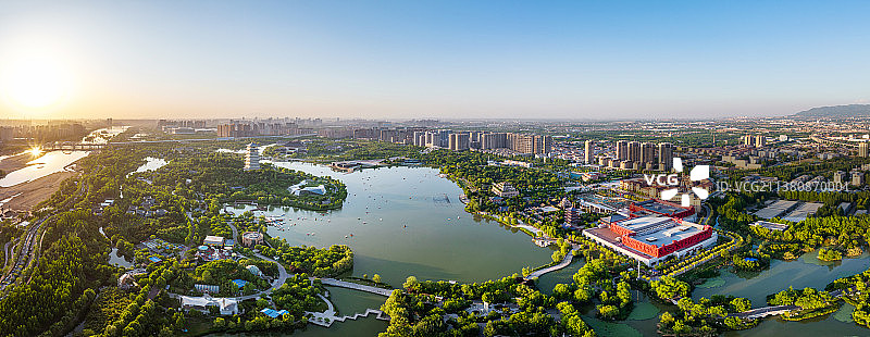 陕西西安世园会长安塔航拍全景图片素材