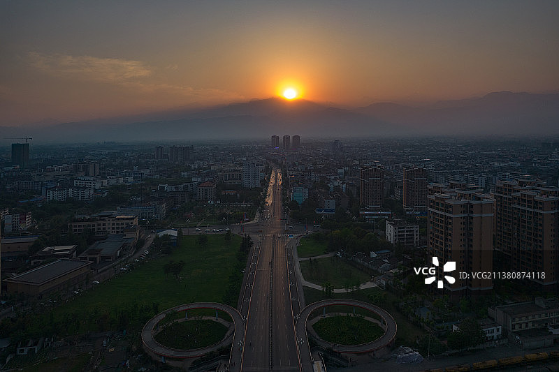 航拍四川省绵竹市全景图图片素材
