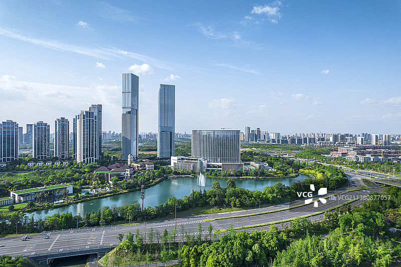 成都天府新区森林公园城市风光图片素材