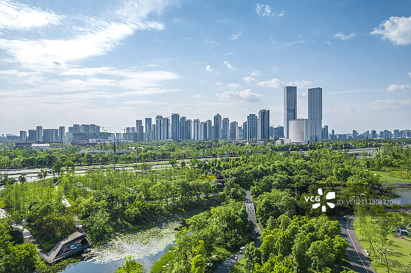 成都天府新区森林公园城市风光图片素材