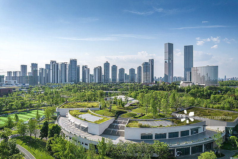 成都天府新区森林公园城市风光图片素材