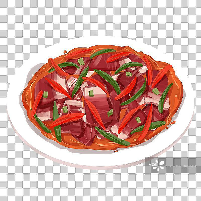 炒腊肉插画图片素材