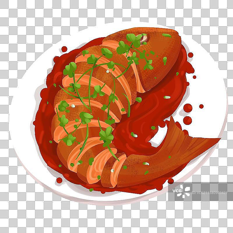 糖醋鱼插画图片素材