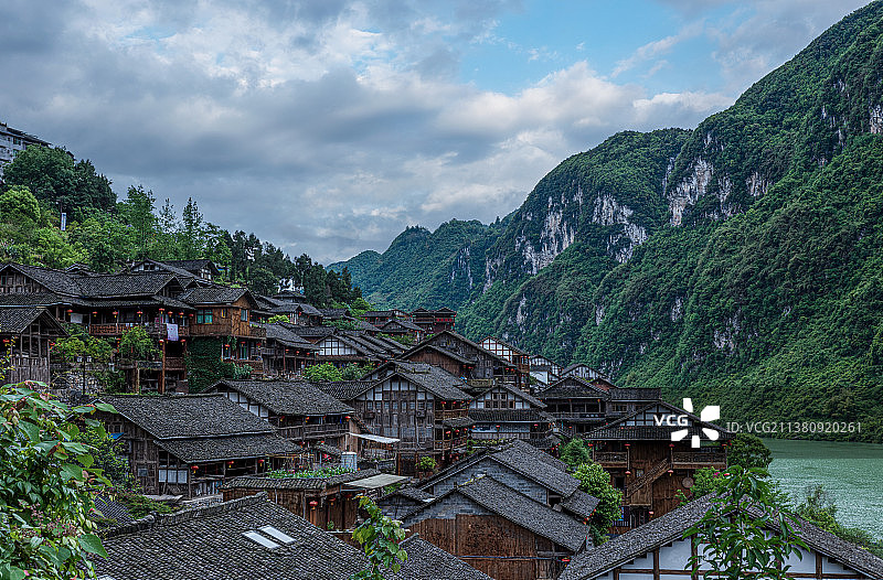 重庆历史文化民镇，酉阳龚滩古镇图片素材