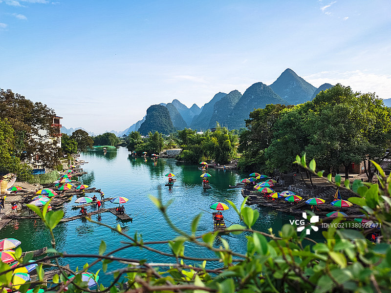 桂林阳朔+十里画廊上段+风景如画+遇龙河漂流起点图片素材