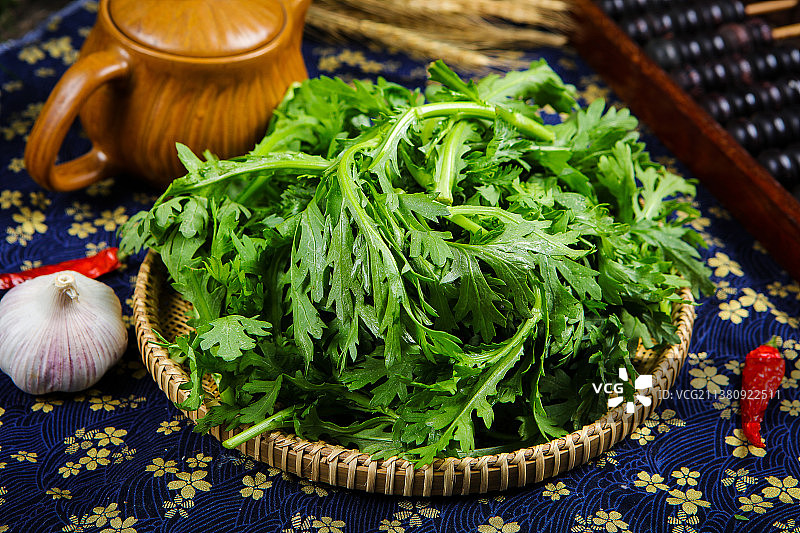 新鲜茼蒿菜图片素材