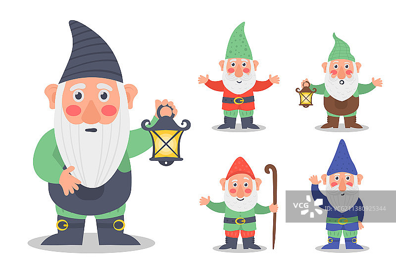 可爱童话花园侏儒角色套装图片素材