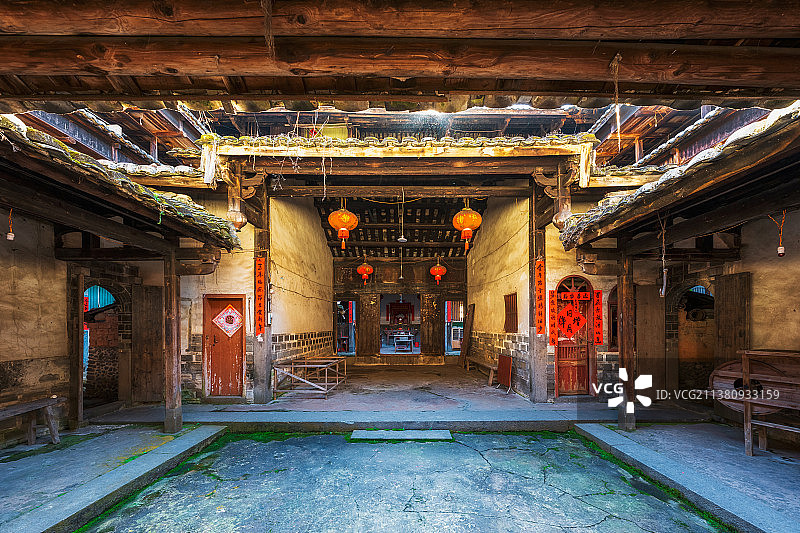 世界文化遗产、福建省龙岩市永定区湖坑镇南江村（南溪土楼群）土楼沟南江景区——振阳楼图片素材