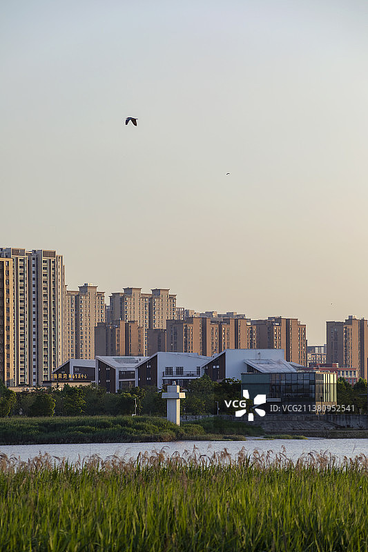 浙江宁波甬江边现代住宅小区图片素材