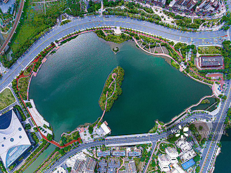 南沙蕉门凤凰湖，像不像眼睛？图片素材