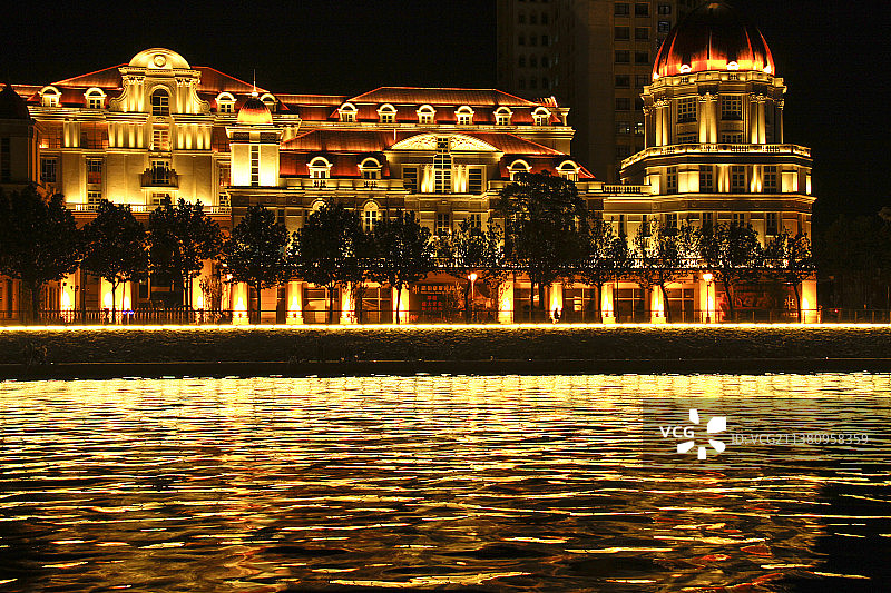 天津海河夜景图片素材