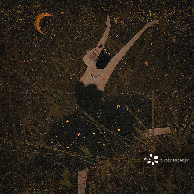 童话绘本风森林芭蕾女孩图片素材