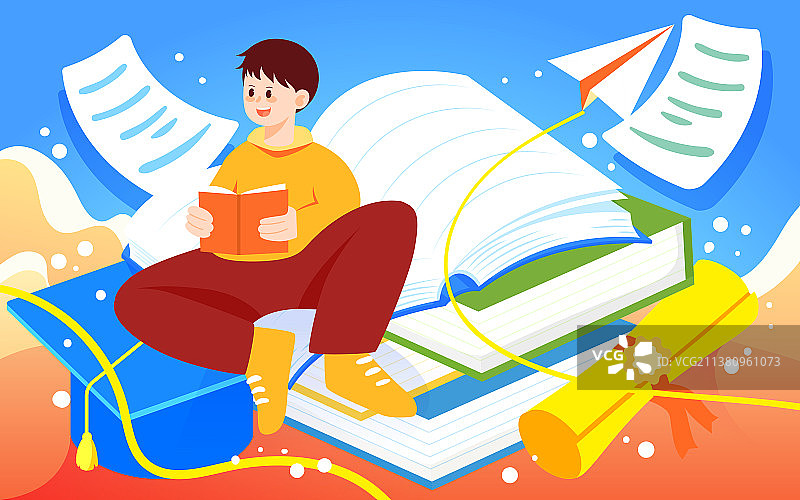 学生高考倒计时加油插画开学季人物阅读海报图片素材