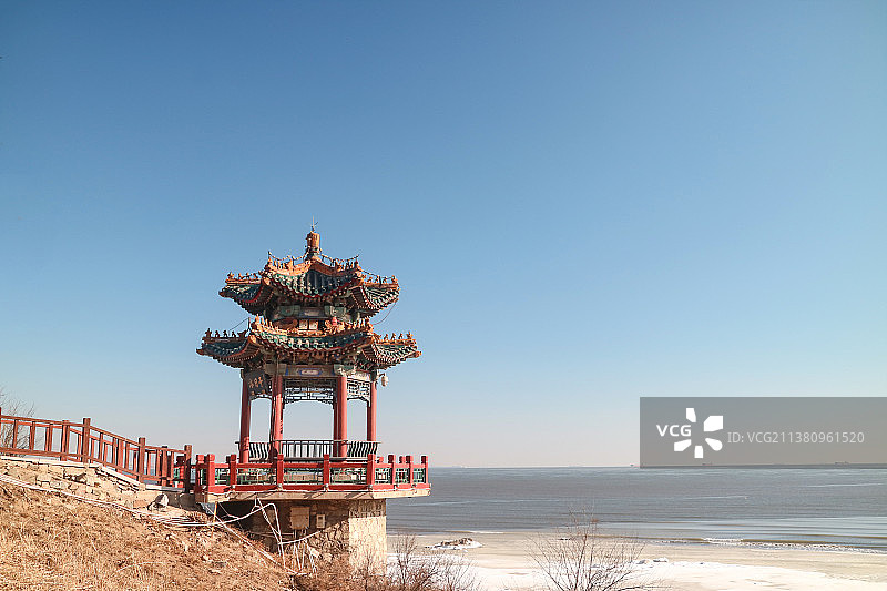 北戴河鸽子窝浴日亭图片素材