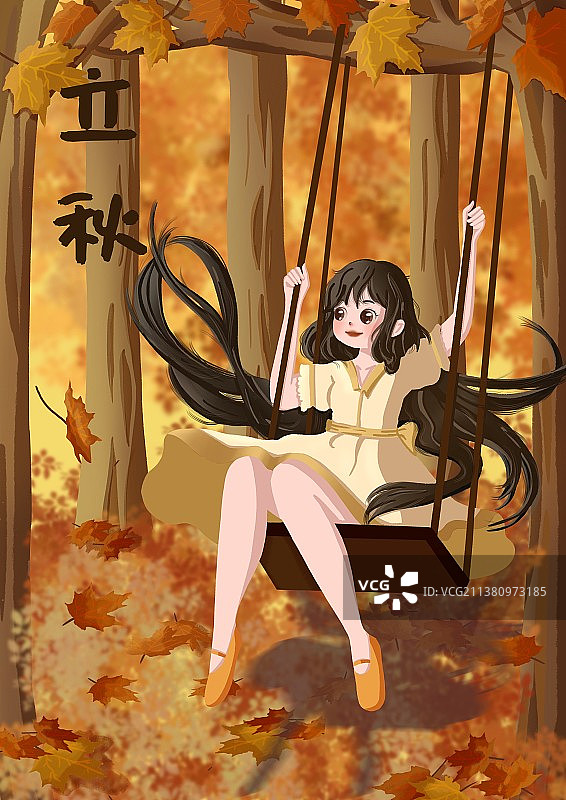 二十四节气插画 - 立秋图片素材