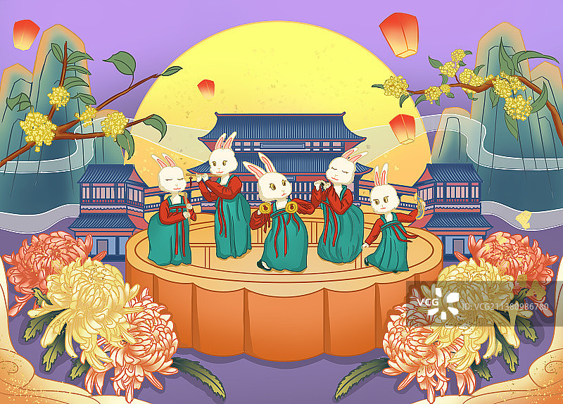 月饼包装插画图片素材