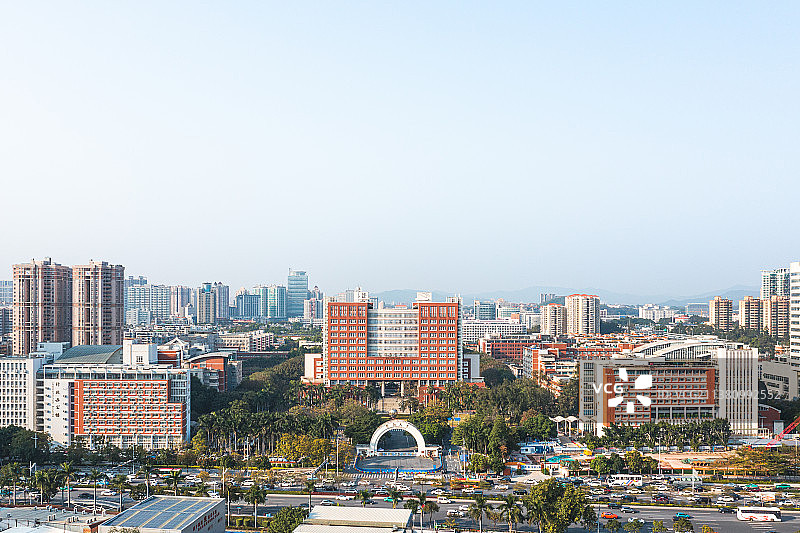 广东广州天河暨南大学风景，城市天际线，新媒体配图图片素材