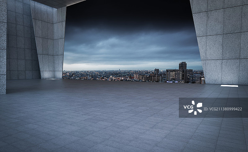 剧院建筑与停车场图片素材