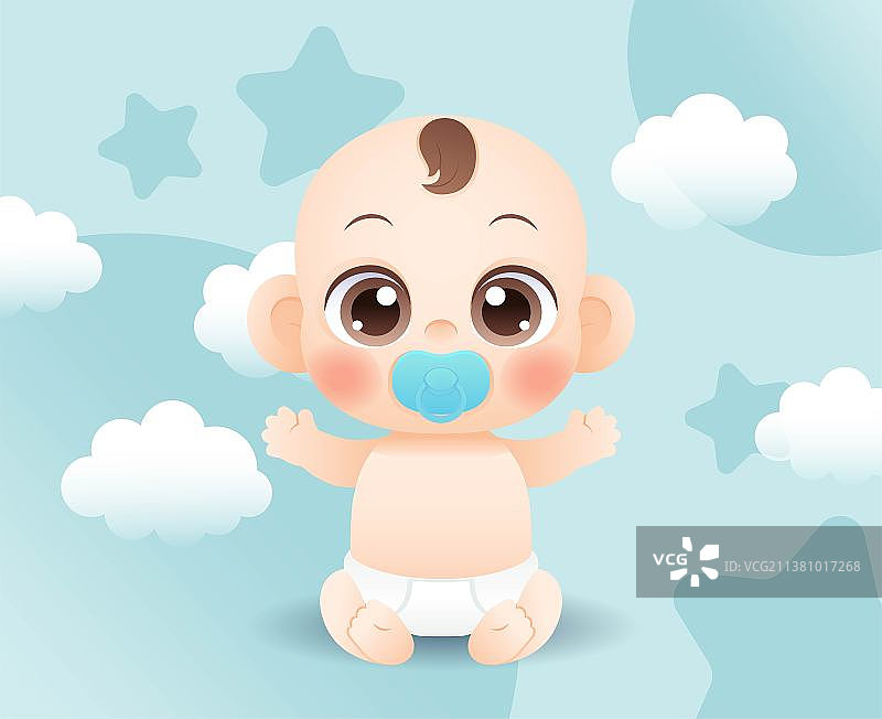 卡通吸奶嘴婴幼儿插画图片素材