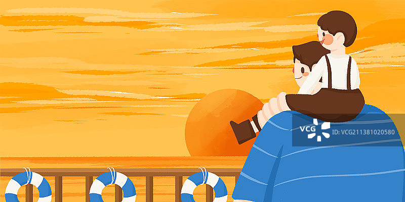 父亲节横版插画图片素材