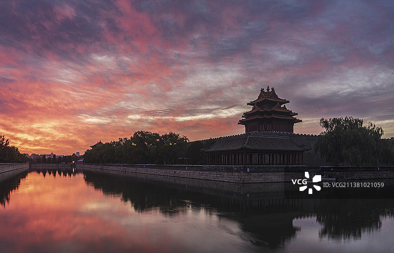 朝霞与角楼图片素材