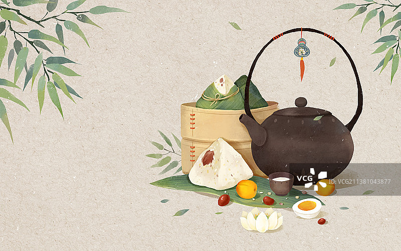 端午节插画吃粽子图片素材