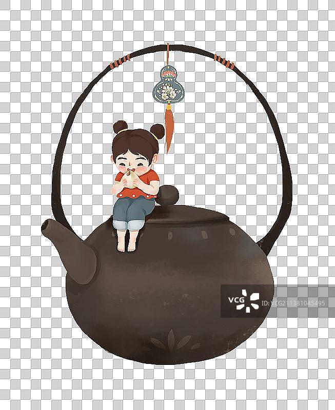端午节插画元素 茶壶图片素材