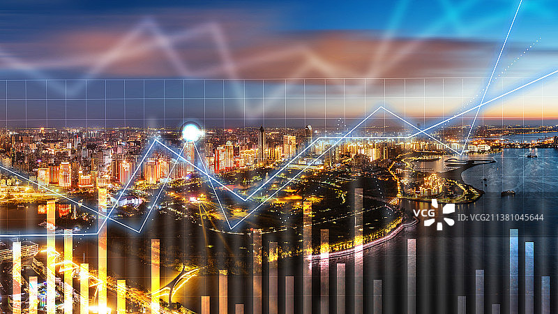 海南岛海口市自由贸易港智慧城市科技背景图片素材