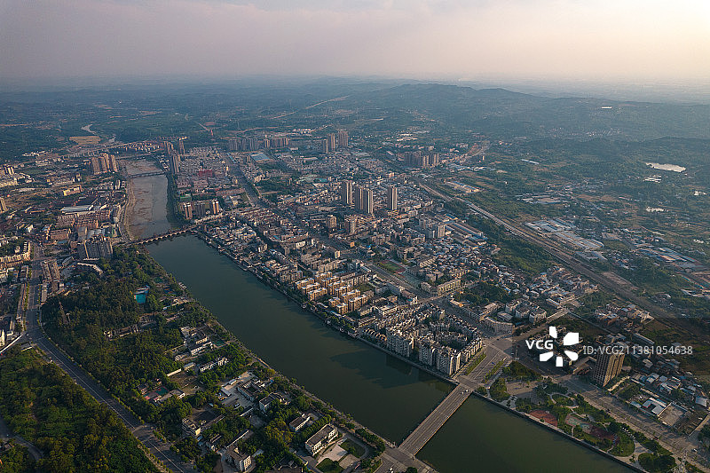 航拍四川省德阳市罗江区全景图图片素材