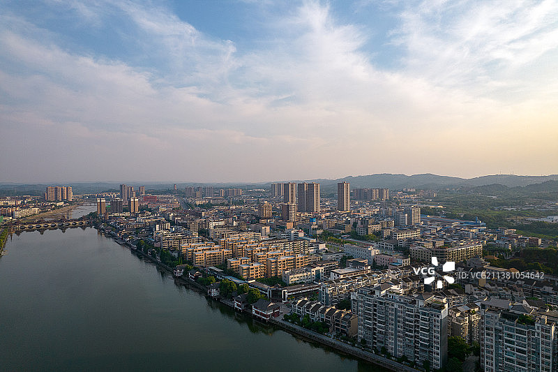 航拍四川省德阳市罗江区全景图图片素材
