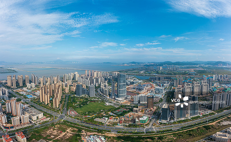 湾区珠海金湾航空新城全景航拍图片素材