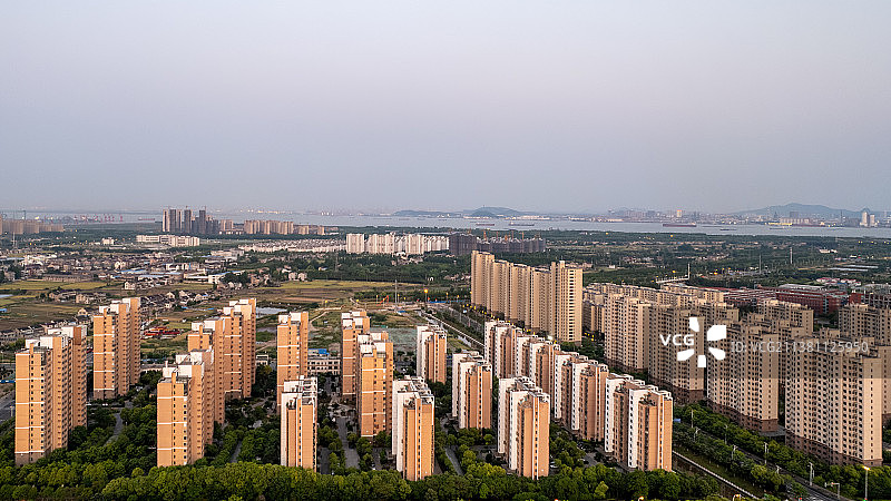 江苏靖江新城区安置房航拍图片素材