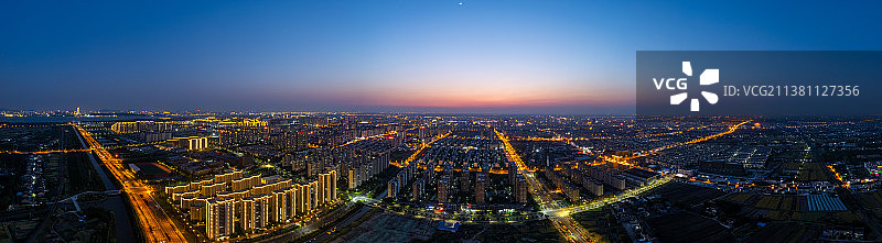 江苏靖江新城区夜景航拍全景图片素材