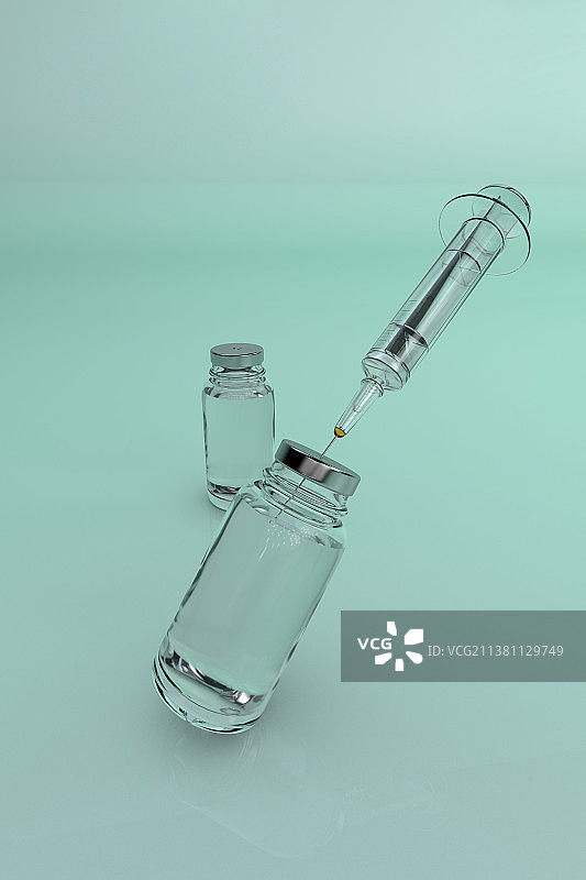 3D渲染的疫苗防护新冠病毒的概念图图片素材