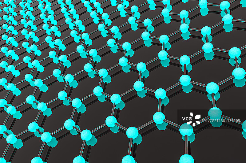 石墨烯分子网格，结构概念，纳米技术背景图片素材
