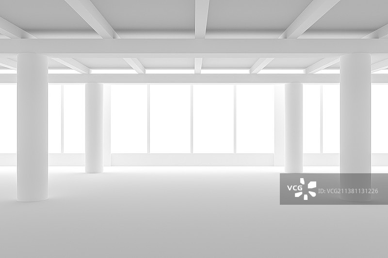 现代白色机库面积与城市景观图片素材