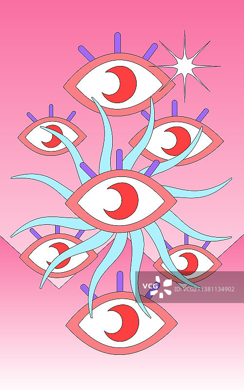 神秘符号 插画 元素 孟菲斯 太阳 塔罗牌图片素材