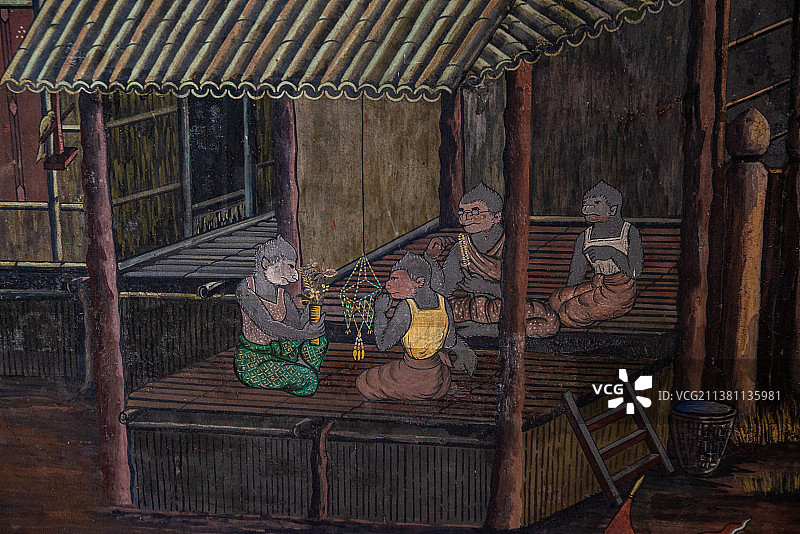 泰国曼谷大皇宫的佛教壁画图片素材