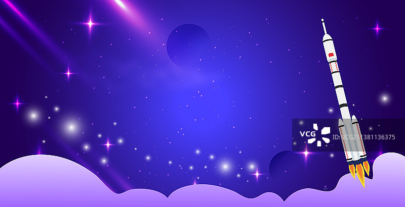 航天日发射在蓝天上的航天火箭图片素材
