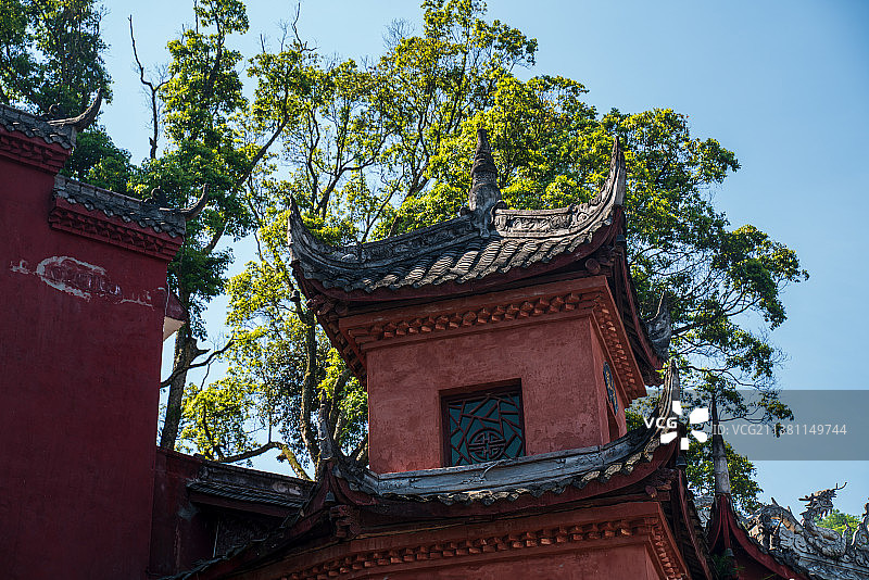寺庙 千佛寺 千佛禅寺 红色 建筑 植物 白天图片素材