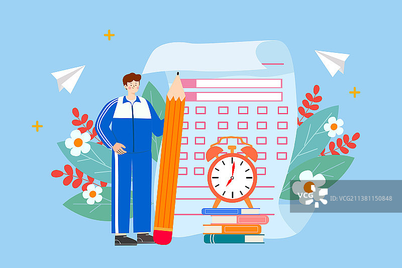考试倒计时矢量插画图片素材