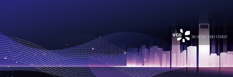 紫色渐变科技感城市背景矢量海报图片素材